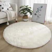 Super Soft Plush Round White Rug