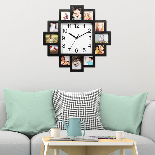 Reloj con marco para 12 fotos