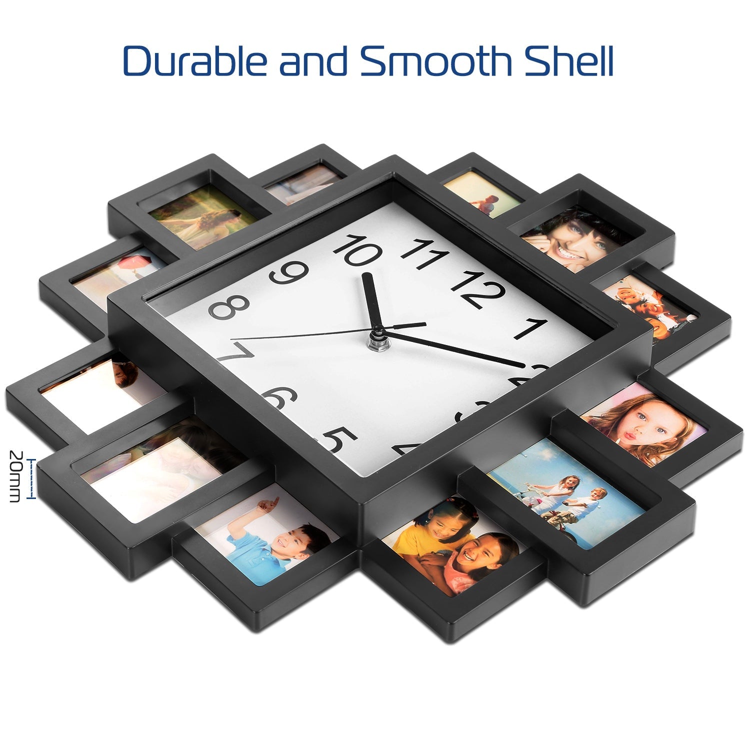 Photo Frame Clock with 12-Picture Display