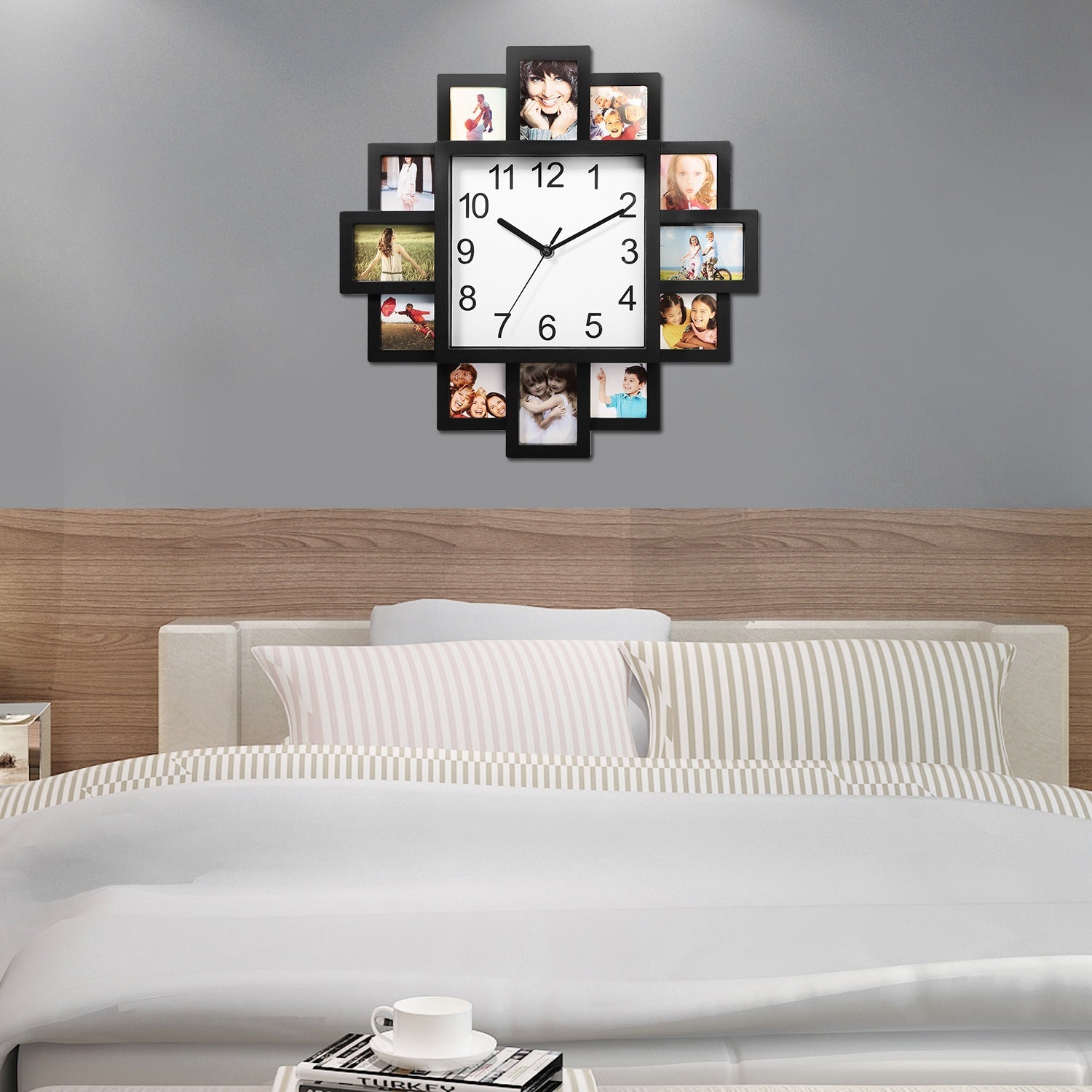 Photo Frame Clock with 12-Picture Display